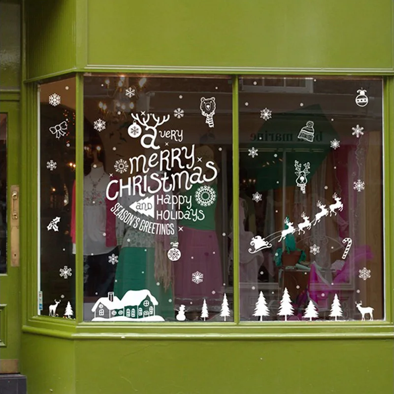 Настенные наклейки для домашнего декора съемные белые рождественские снежные