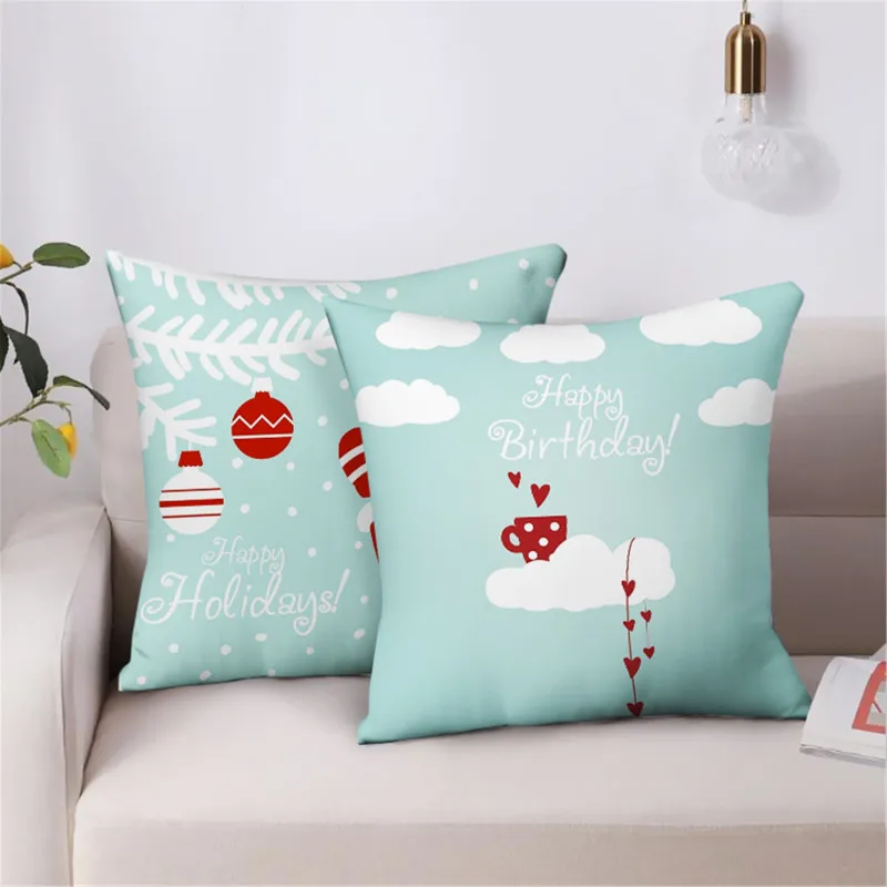 

Merry Christmas Festival Pillow Case Xmas Santa Claus Print Sofa Cushion Cover for Home Couch Window Seat Decor Throw Pillowcase