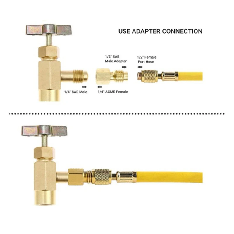 

AC R134A Adapters Quick Couplers, Djustable R134A Adapter Fittings Quick Coupler,Valve Core Remover Kit