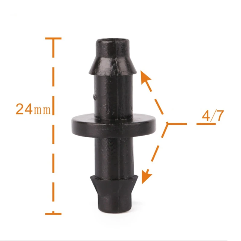 

50PCs 2.4CM Barbed Connector Double Way For 4/7mm Garden Drip Irrigation Hose