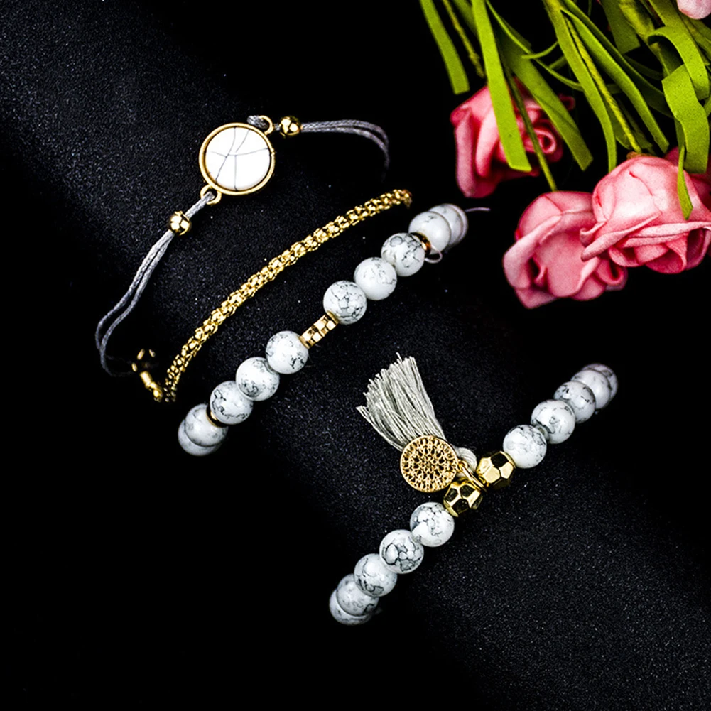 4 шт. набор модных элегантных женских богемных бирюзовых бусин с кисточкой