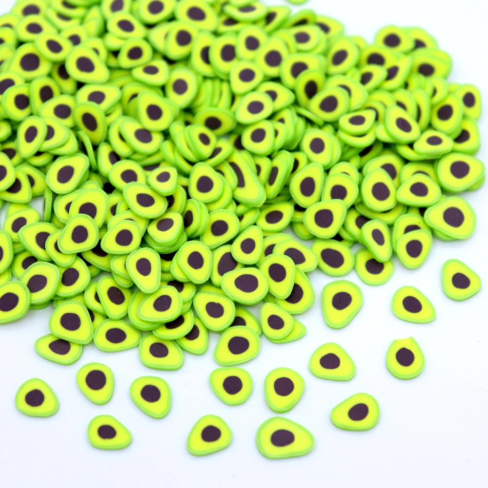 10 г/упак. авокадо ломтика поставки слаймов Игрушка полимерная глина ломтики