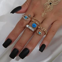 4 pcsset new rings trendy 2021 personality punk style blue eye of the demon hollow out ring for women grunge jewelry wholesale