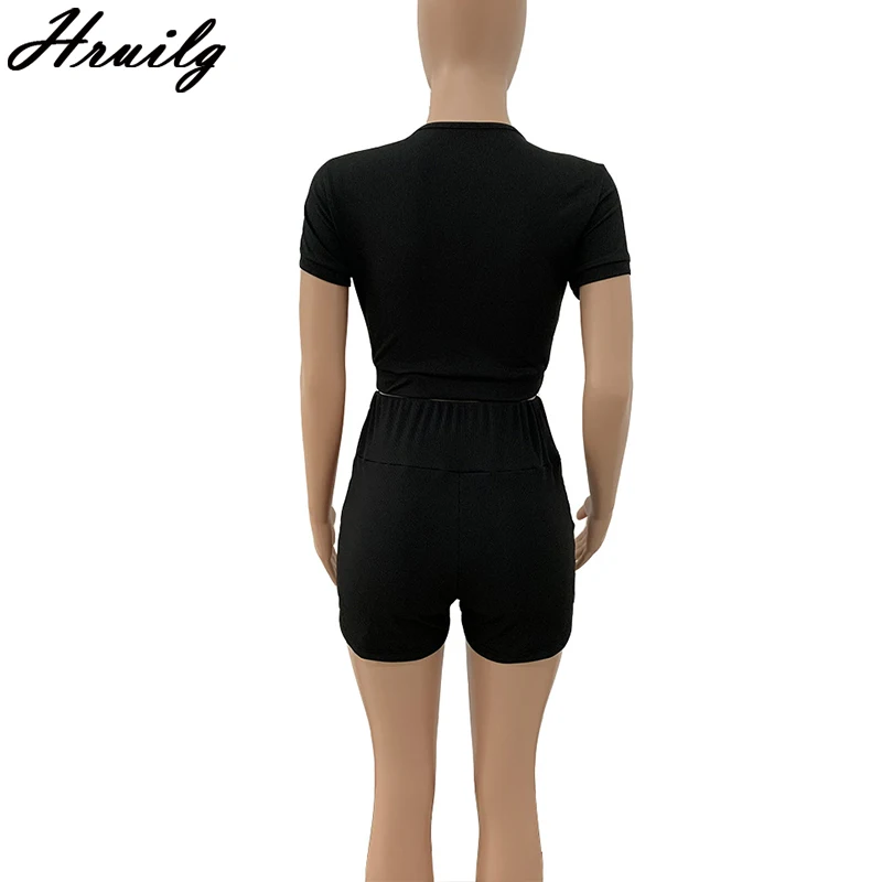 

Women's Tracksuit Solid Color Crop Tops&shorts Sport Fashion Women's Suit Drawstring Waist Slim Sexy Run Fitness Shorts Female