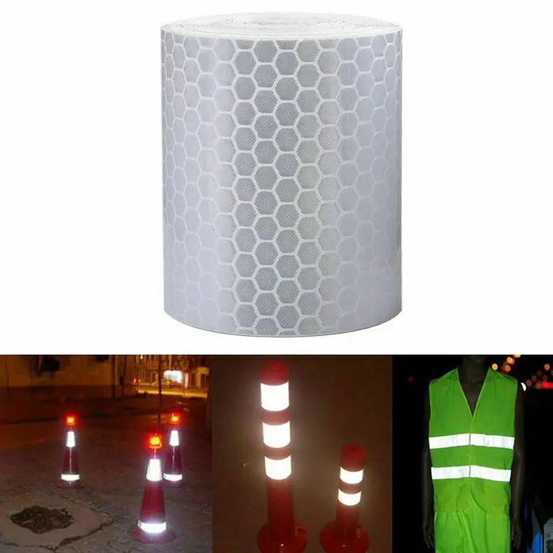 

2"X10' 3M Silver White hexagonal honeycomb patterns Reflective Safety Warning Conspicuity Tape Film Sticker