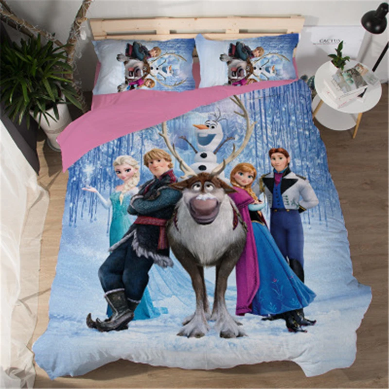 

Girls Bedding Set Frozen Elsa Anna Double Queen King Size Duvet Cover Twin Bed Linen Children Comforter Bedding Sets Luxury