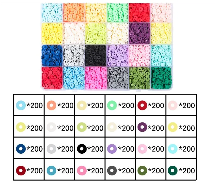 

Beading kit 6mm 4800pcs/lot DIY Jewelry Findings Polymer Clay Beads Rubber Spacer For Making Bracelet Accessory