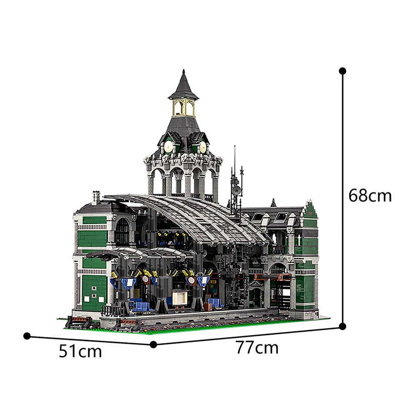 

BZB MOC 37719 Modular Steam Train Transport Station Mini Building Blocks Building Model Brick Parts Kids DIY Toys Best Gifts