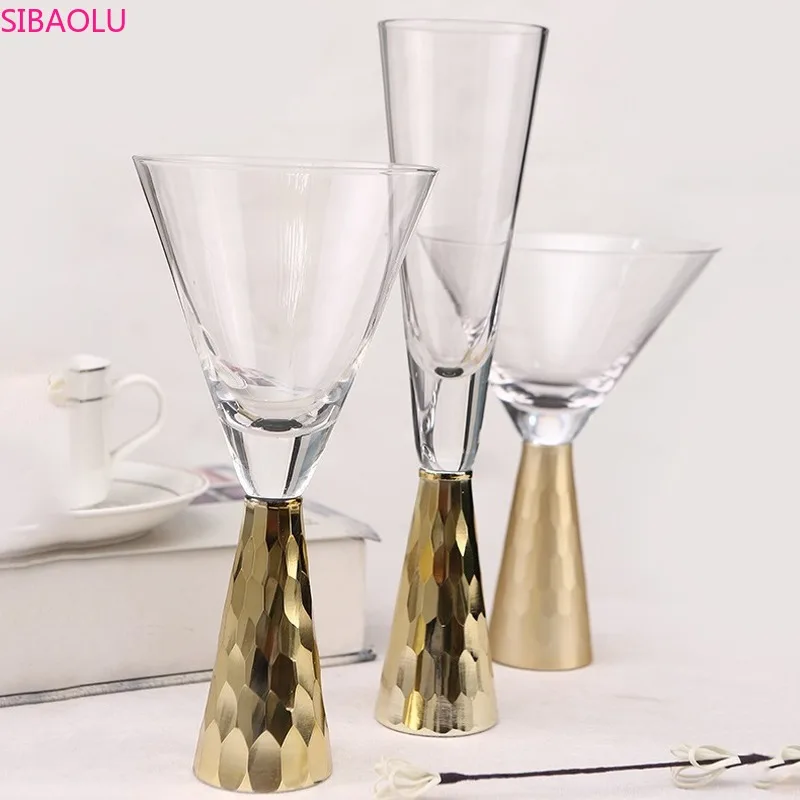 

New Glass Cocktail Glass Champagne Glass Wedding Club Banquet Table Wine Glass Creative Gold Whiskey Glass