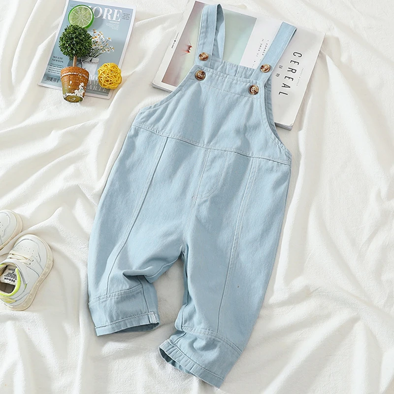 

Baby Boy Solid Denim Overalls Spring Denim Overalls Girls Jeans Pants Children Clothes Autumn Girls Jumpsuit Kids Trousers Girls
