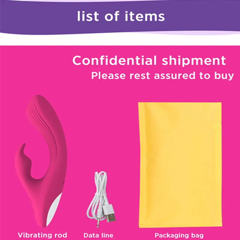 Двойной виброфаллоимитатор вибратор G-Spot кролик Стимуляция клитора USB