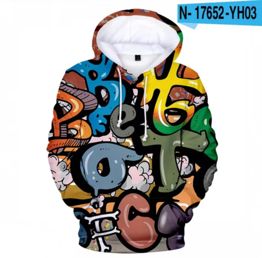 

Индивидуальная уличная худи с граффити для мужчин и женщин, 3D толстовки с капюшоном и принтом кроя в стиле «хип-хоп» модная одежда с длинным...