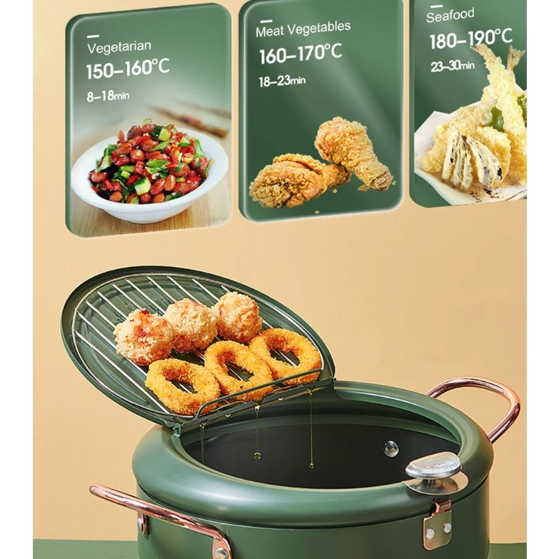 

Tempura Deep Fryer Pot Carbon Steel with High Temperature-resisting Nonstick Coating Fried Chicken Fish Shrimp Meat Ball