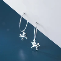 miqiao amulet unicorn silver hoop earrings for women 925 sterling hypoallergenic jewelry female fashion cute gift 2020 new