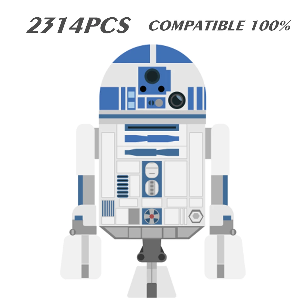 

Новинка 2021, подходит для 75308, 2314 шт., модель R2-d2 Bb8 робота со звездами, строительные блоки, кирпичи для мальчиков, подарок на день рождения, игру...