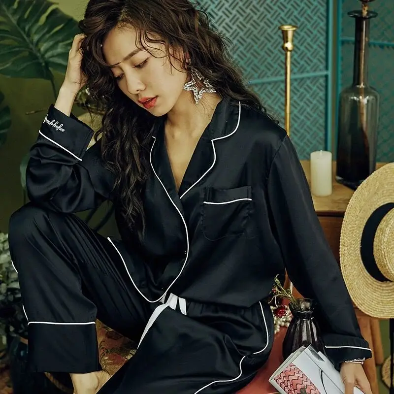 Новый Атласный пижамный комплект из 2 предметов шелковые пижамы для женщин