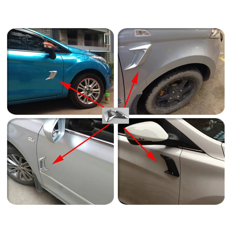 

2 шт., серебряные автомобильные Слюнявчики из углеродного волокна с эмуляцией вентиляционного отверстия