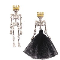 gothic punk wedding couple skull earrings king queen asymmetric skull earrings