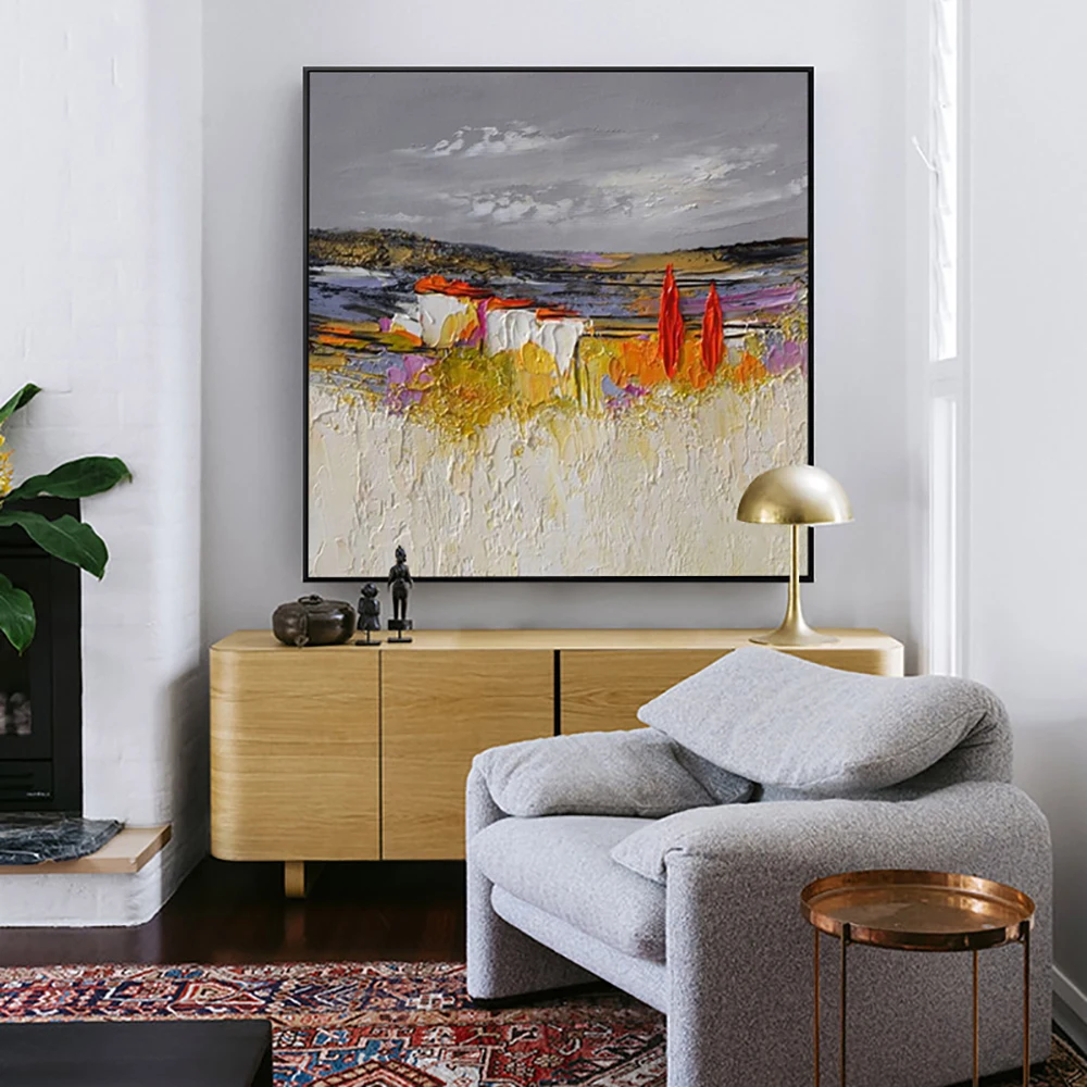 

Oil Painting On Canvas Handmade Abstract Landscape Thick Oil Canvas Painting Wall Decor Large Size Wall Art Modern Paintings