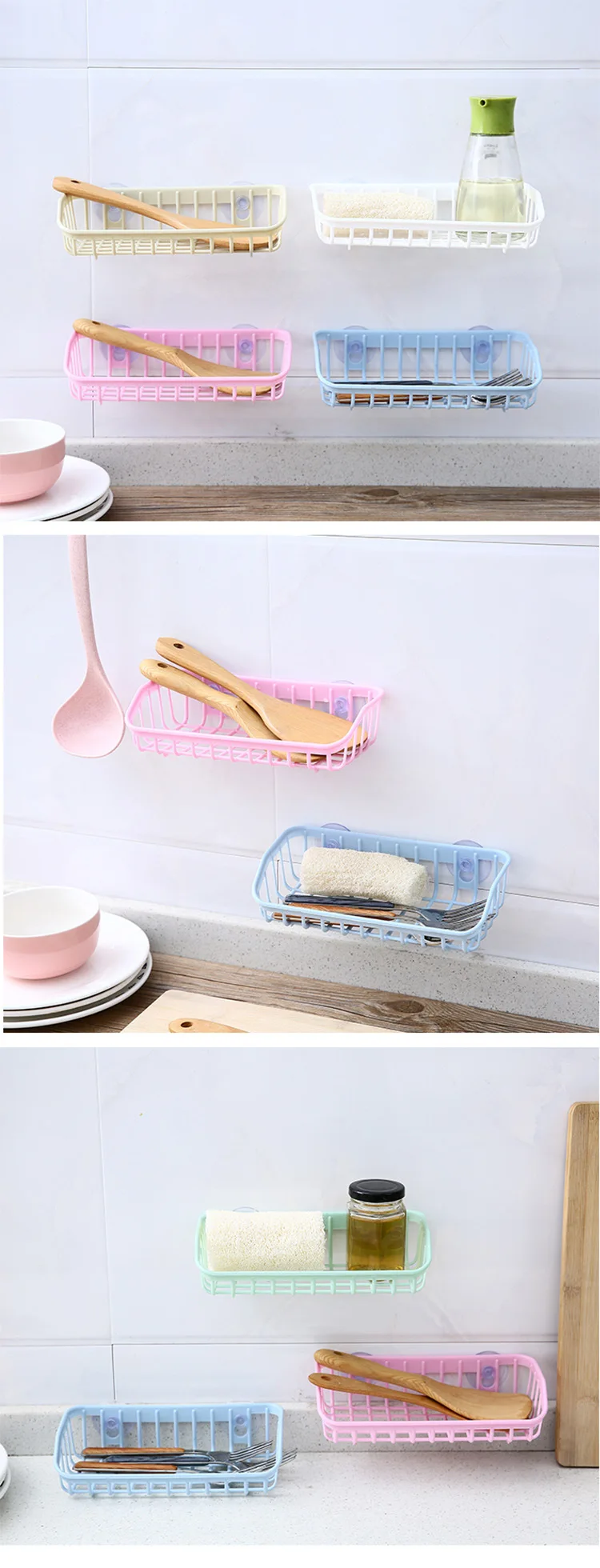 Полка многофункциональная с двойной присоской для кухонной раковины подставка