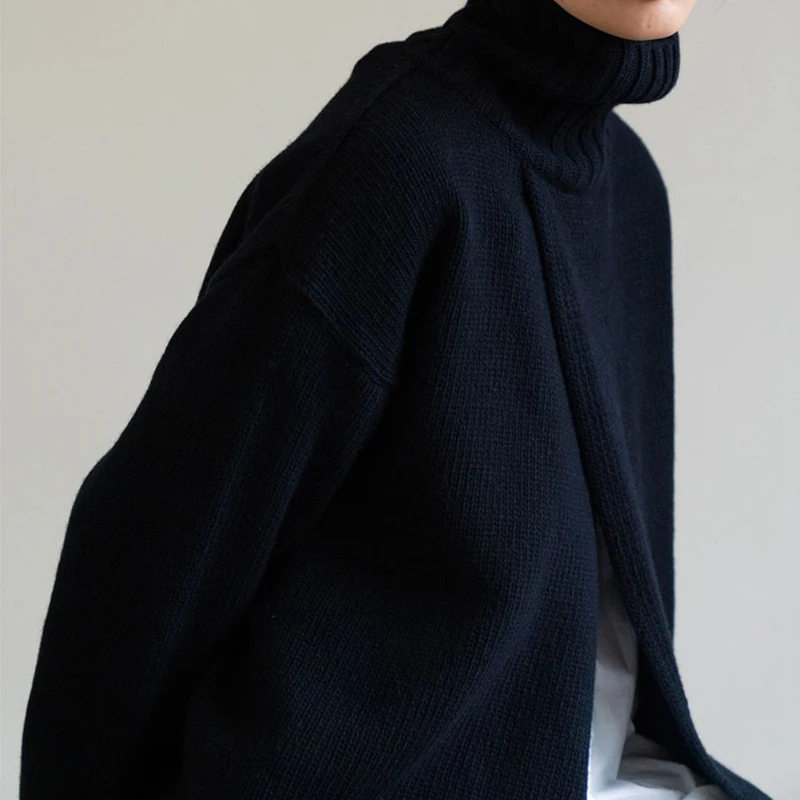 

Winter New Chic Women Pullover Woolly Sweater Turtleneck Thick Modern Stylish Reversible Solid Women Fall Fashion Loose Sweater