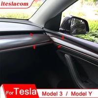 2021 new tesla carbon fibre abs interior styling car accessories for tesla model 3 y center console dashboard door trim strip