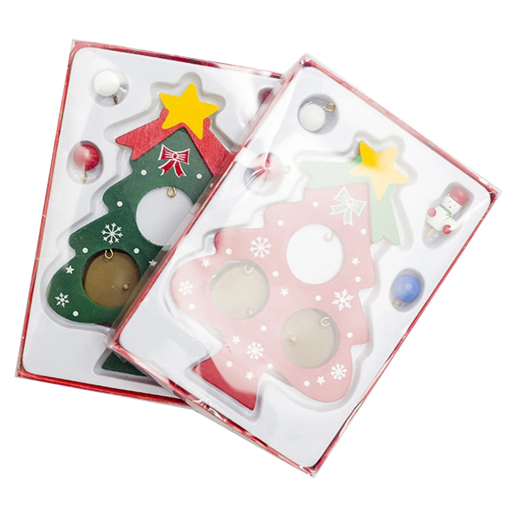 MO-OD Рождественская елка маленький орнамент деревянная карточка мини Окрашенные