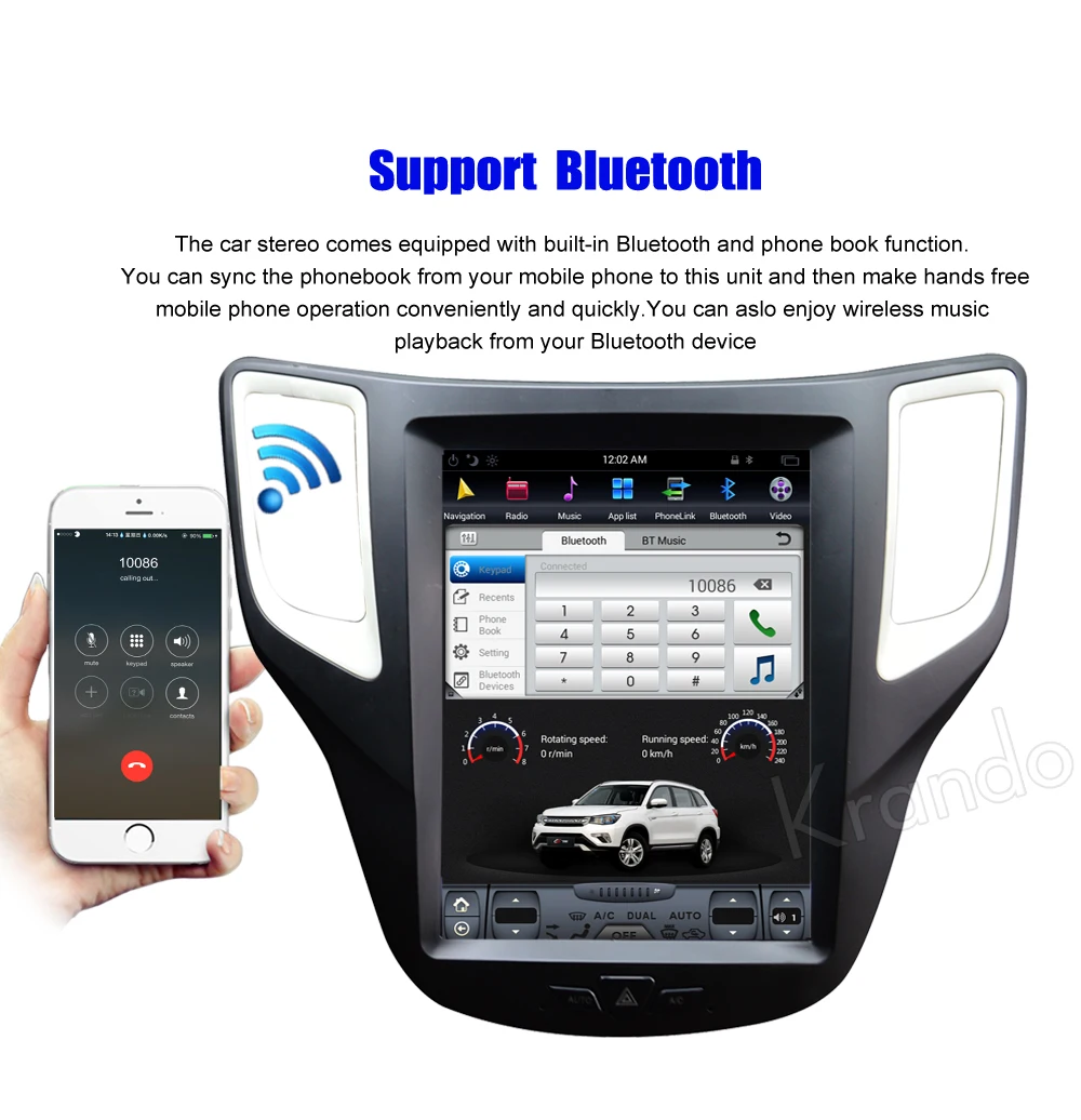 Автомобильный радиоплеер с вертикальным экраном Krando Android 9 0 10 4 дюйма gps для Changan CS35