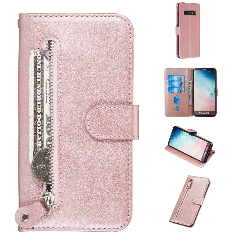 Pink Кожаный чехол-книжка Tikitaka для samsung Note 8, 9, Note 10, Pro, на молнии, с отделениями для карт, кошелек, чехол для телефона Galaxy S10, S10, E, S10 Plus - Цвет: Pink