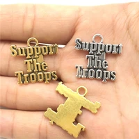 junkang 10pcs charm letters support troops pendant jewelry making diy handmade bracelet necklace hanging accessories