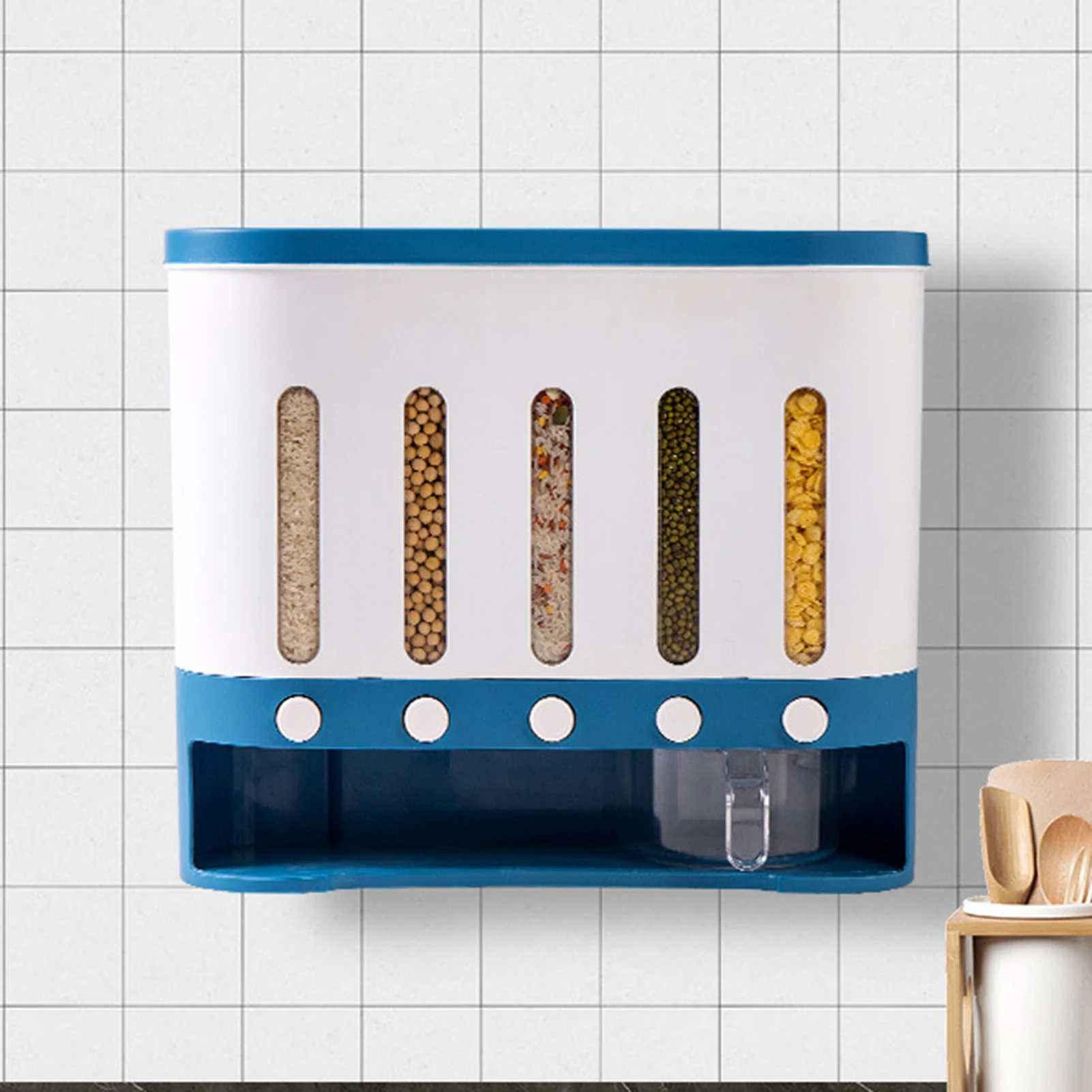 

Separate Grain Cereal Can Rice Storage Rice Cylinder Automatic Rice Plastic Box For Kitchen Dropshipping