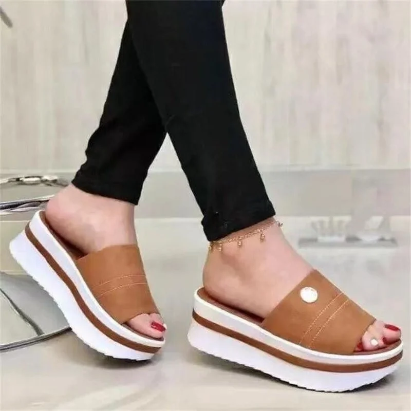 

2021 New Women's Slippers Wedges Platform Sandals Summer Casual Open Toe Flip Flops Women Light Comfortable Slippers Woman Shoes