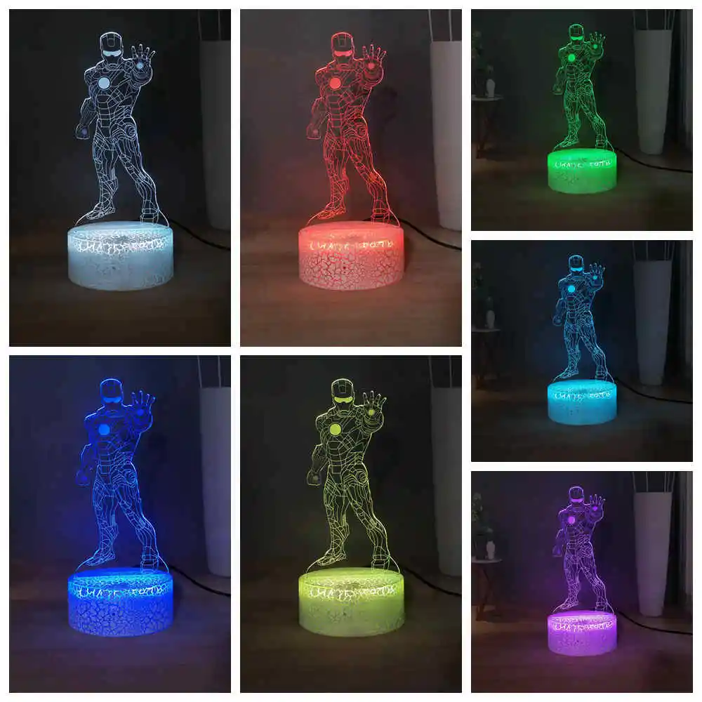 Железный человек светодиодный ночник фильм Marvel серии супергерой RGB разноцветная