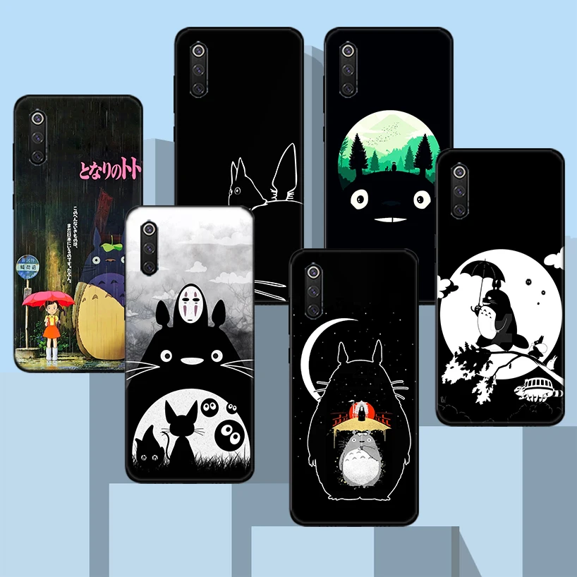 

Totoro Studio Ghibli Anime Black Phone Case For Xiaomi Redmi Note 10 Pro 10S 9S 8T 7 8 9 9A 9C 9T 8A 7A 6A 5 6 Cover Capa