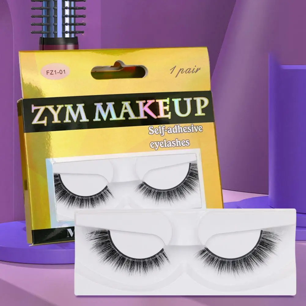 

1Pair Glue Free Faux Mink Eyelashes No Residue On The Skin 3D False Eyelashes Reusable Natural Long Eyelash Makeup Self-adhesive