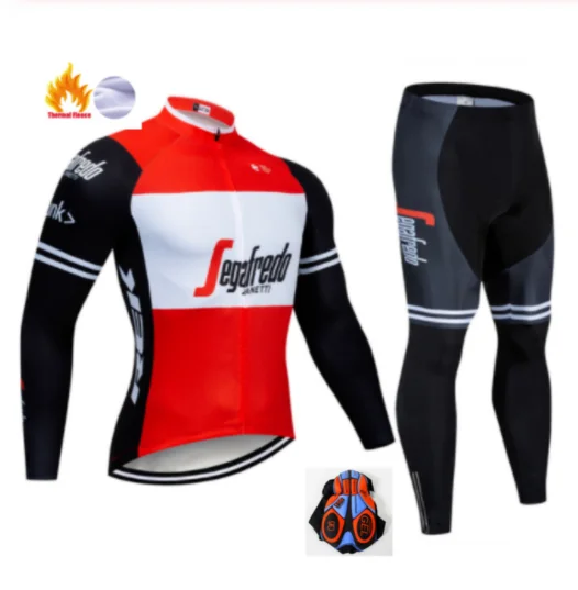 Winter Cycling Suit Трекинг профессиональная команда мужчин флуоресцентный зеленый зимний с длинным рукавом ветрозащитный и теплый флис велосипедная Одежда Набор - Цвет: Winter Cycling Suit