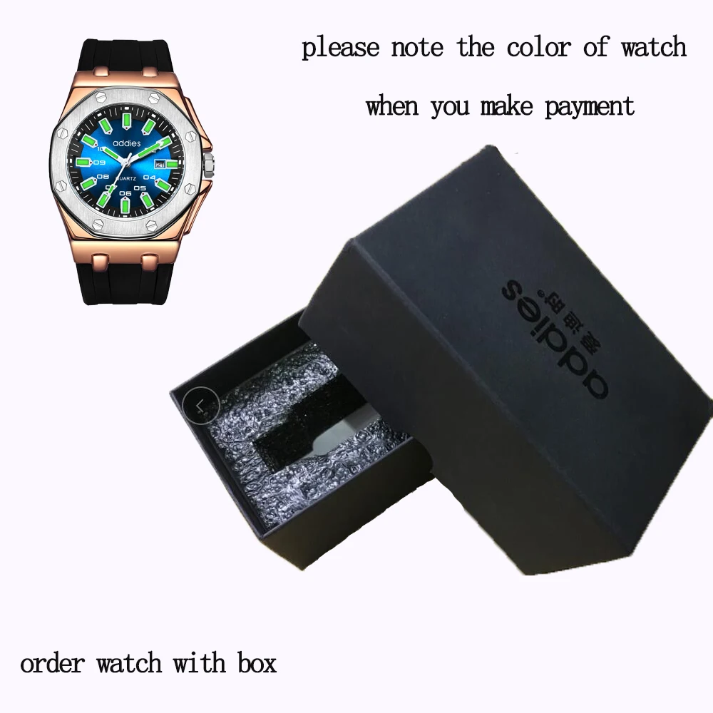 BULE-GOLD-BOX Addies часы мужские s мужские наручные часы холодные светящиеся 30 м водонепроницаемые часы черный резиновый ремешок повседневные деловые наручные часы - Цвет: BULE-GOLD-BOX