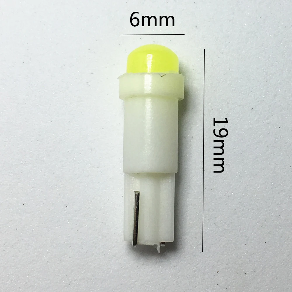 

10pcs Car Interior T5 Led 1 SMD Light Ceramic Dashboard Gauge Lamp Instrument Ceramic Bulb Car Auto Side Wedge Light DC 12V