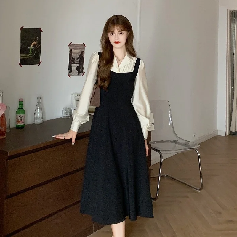 

Длинное платье в стиле Феи МАЗ, одежда для ранней осени, новинка 2021, женское облегающее французское романтичное маленькое черное платье в ст...