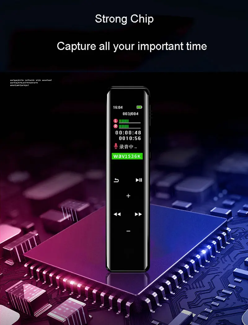 Цифровой диктофон с голосовой активировкой, Аудиозапись, диктофон, MP3, OLED дисплей, сенсорный экран, шумоподавление, звуковое устройство, плеер