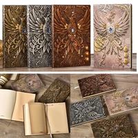 2021 vintage embossed phoenix leather notebook gift diary note book notepad travelers school office notebook stationery