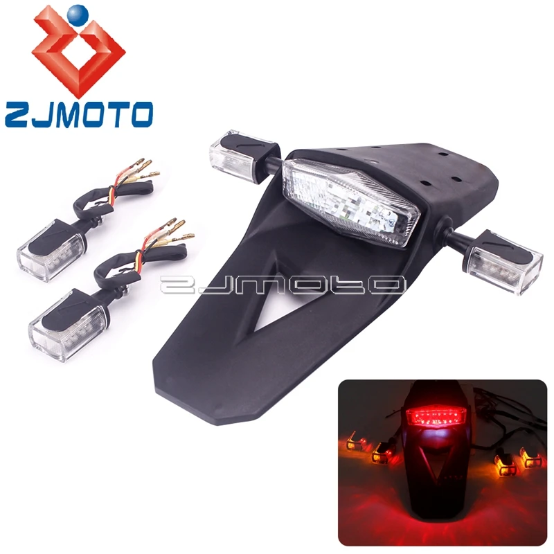 Фонари поворотники светодиодсветодиодный янтарные, двойные, Универсальные Задние фонари для MX CRF KX KLX KLR EX XC EXC XCF ABS, брызговик для заднего кры...