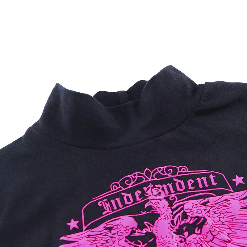 

Women New Turtleneck Short Sleeve Print Crop Top Stylish T-shirt for Shopping Daily Wear Nice