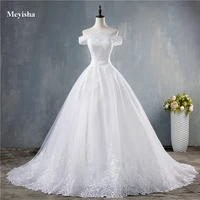zj9150 2020 2021 white ivory ball gown off shoulder wedding dresses fashion sweetheart applique beaded tulle formal bride dress