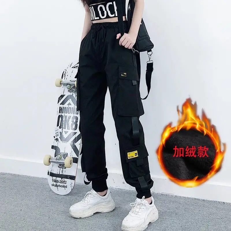 Брюки-карго женские с завышенной талией свободные хлопковые длинные штаны