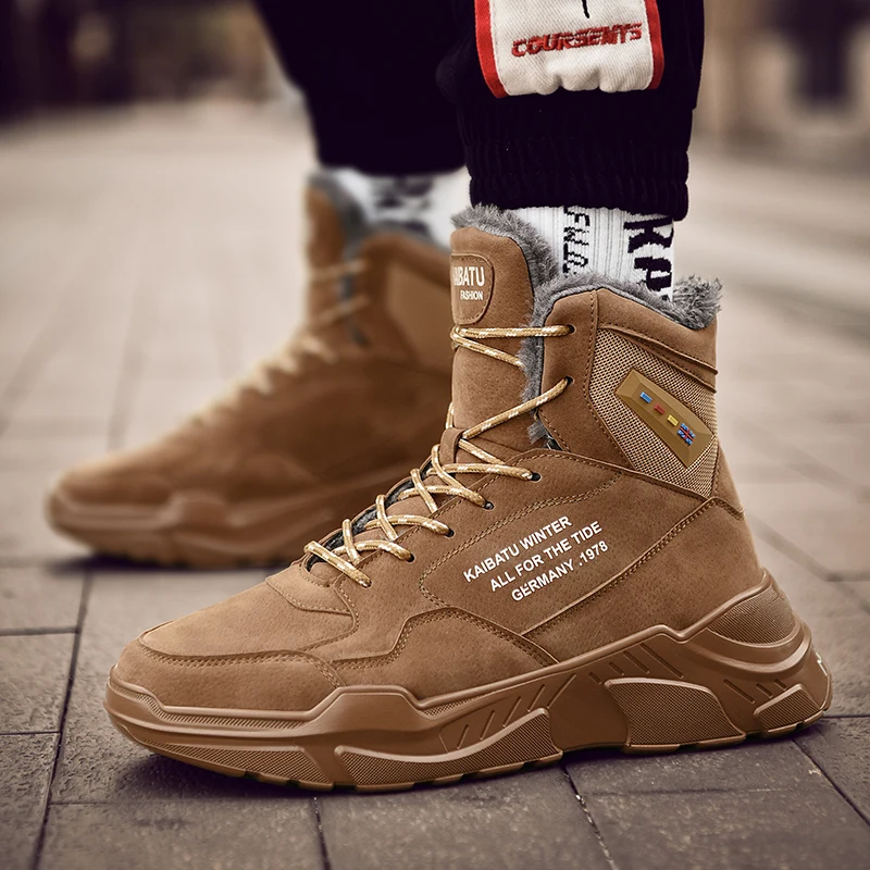 

Trend 2020 Winter High Platform Sports Plush Running Shoes Male Zapatillas Hombre Chunky Sneakers Homme Warm Boots For Jogging