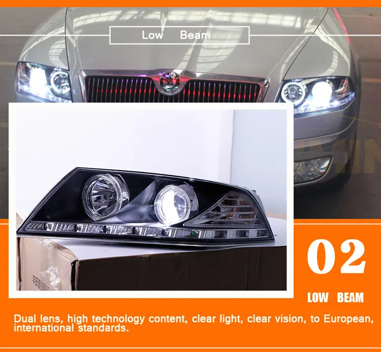 Автомобильный стиль светодиодный фары для Skoda octavia 2007-2009 для octavia Головной фонарь светодиодный DRL Объектив двойной луч H7 HID Xenon Биксеноновые линзы
