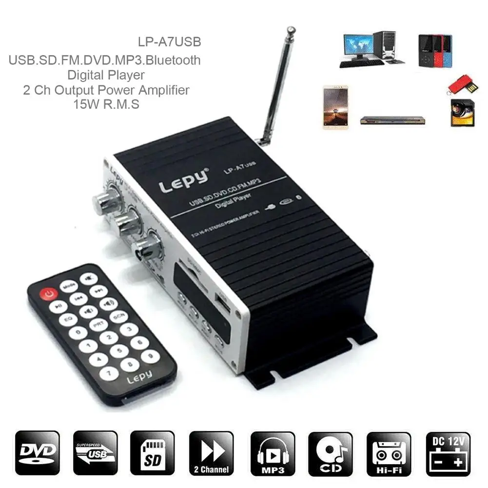 LEPY Bluetooth мини усилитель мощности аудио hi fi AMP MP3 FM USB SD AUX автомобильные электронные