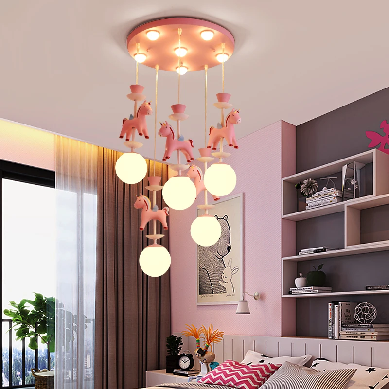 

Children's room chandelier carousel modern minimalist living room lamp boy girl princess bedroom lamp baby room lighting