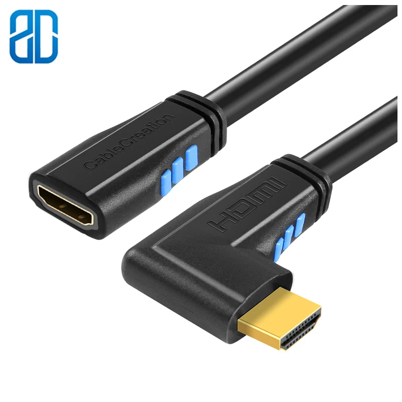 HDMI 2 0 Удлинительный кабель левый угол 90 градусов вертикальный 4K (60 Гц) Мужской и